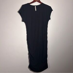 Babaton Aritzia black ruched bodycon midi dress large